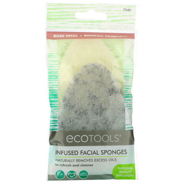 EcoTools, Infused Facial Sponges, Rose Petal + Bamboo Charcoal , 2 Sponges - Imagen 2