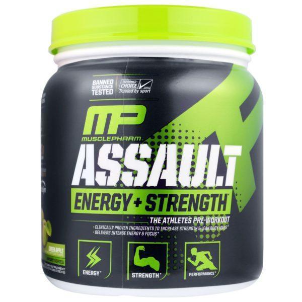MusclePharm, Ataque, Energía + Fuerza, Preentrenamiento, Manzana verde, 333 g (11,75 oz)