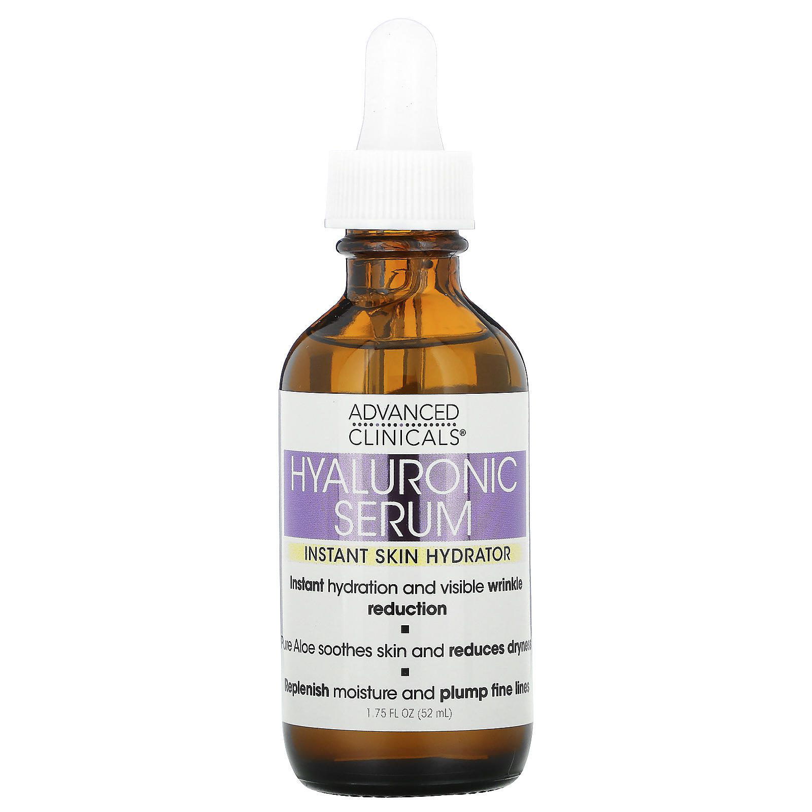 Advanced Clinicals, Sérum con ácido hialurónico, Hidratante instantáneo para la piel, 52 ml (1,75 oz. líq.)