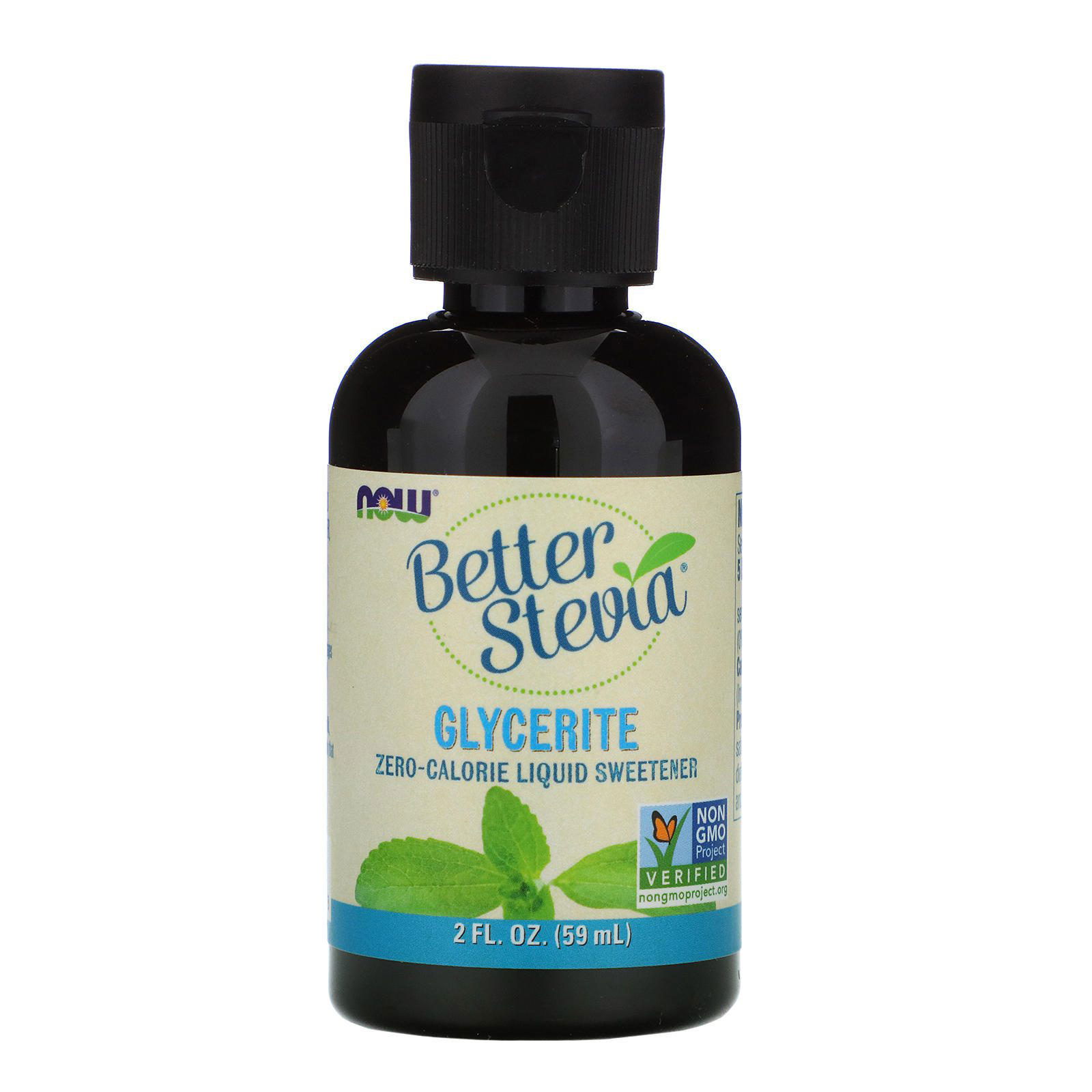 Now Foods, BetterStevia Líquida, Endulzante Cero Calorías, Glycerite, 2 fl oz (59 ml)