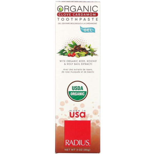 RADIUS, Pasta de dientes orgánica en gel, diente de cardamomo, 3 oz (85 g) - Imagen 2