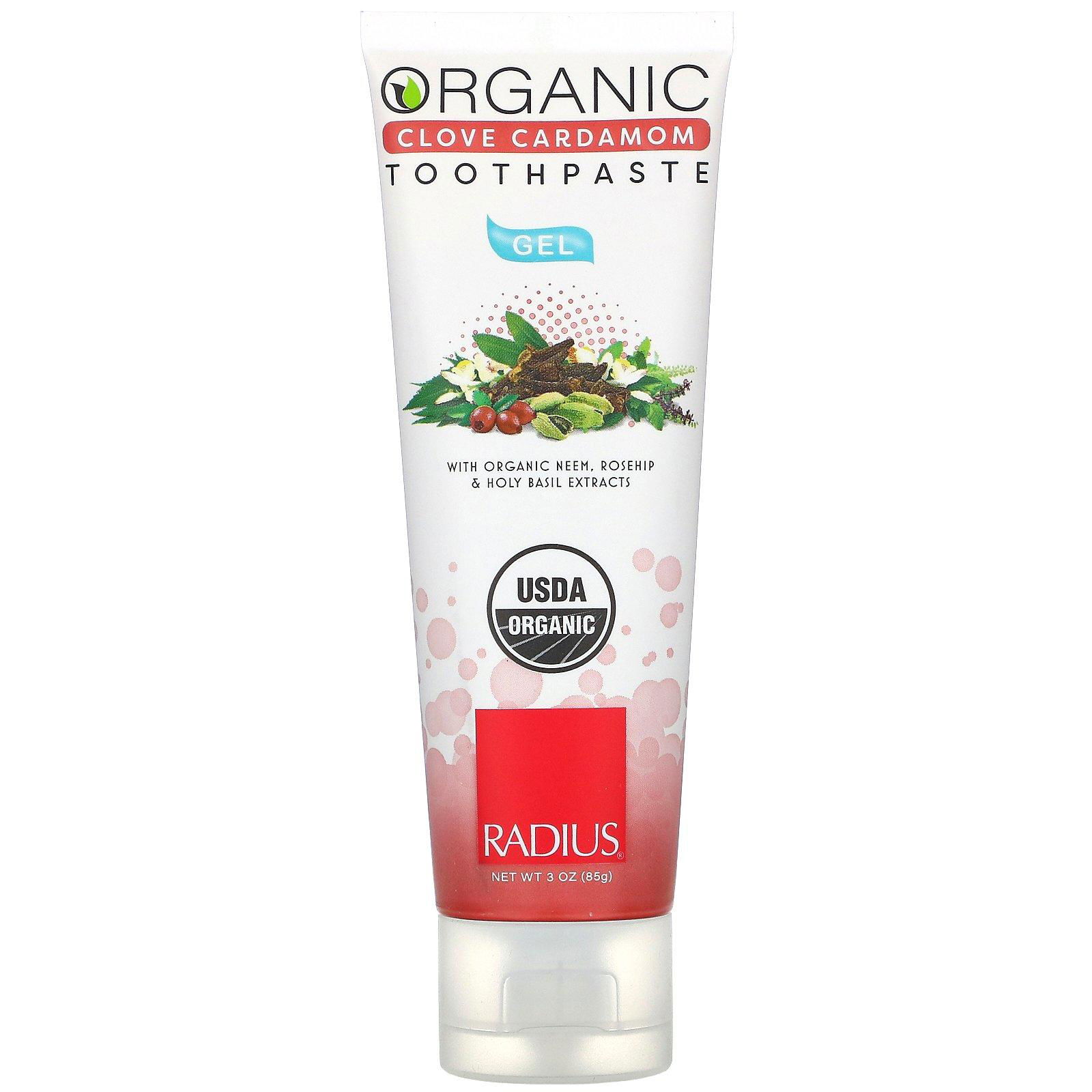 RADIUS, Pasta de dientes orgánica en gel, diente de cardamomo, 3 oz (85 g)