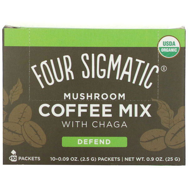 Four Sigmatic, Mezcla de café y hongos con chaga, 10 sobres, 2,5 g (0,09 oz) cada uno