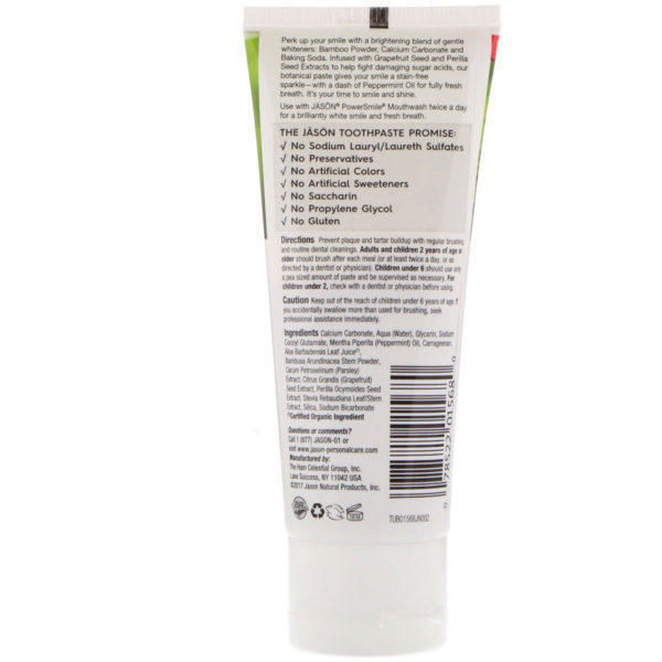 Jason Natural, Power Smile, pasta blanqueadora, menta potente, 3 oz (85 g) - Imagen 2