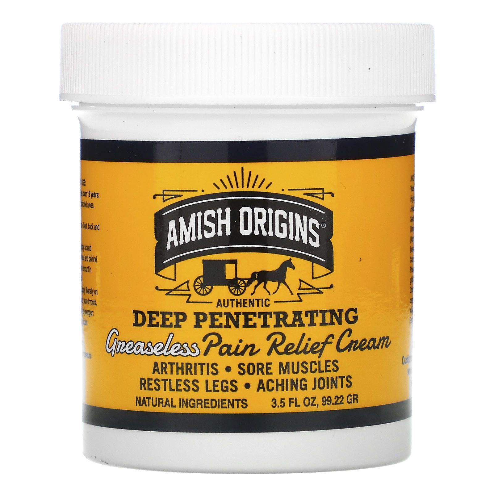 Amish Origins, Deep Penetrating, crema de alivio del dolor no grasosa, 3.5 oz (99,22 g)