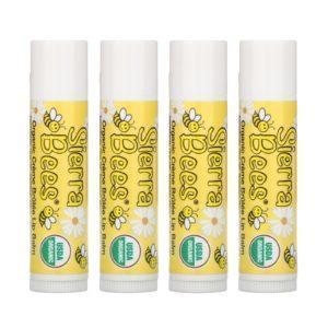 Sierra Bees, Bálsamos labiales orgánicos, Crema quemada, paquete de 4, 0.15 oz (4.25 g) cada uno.