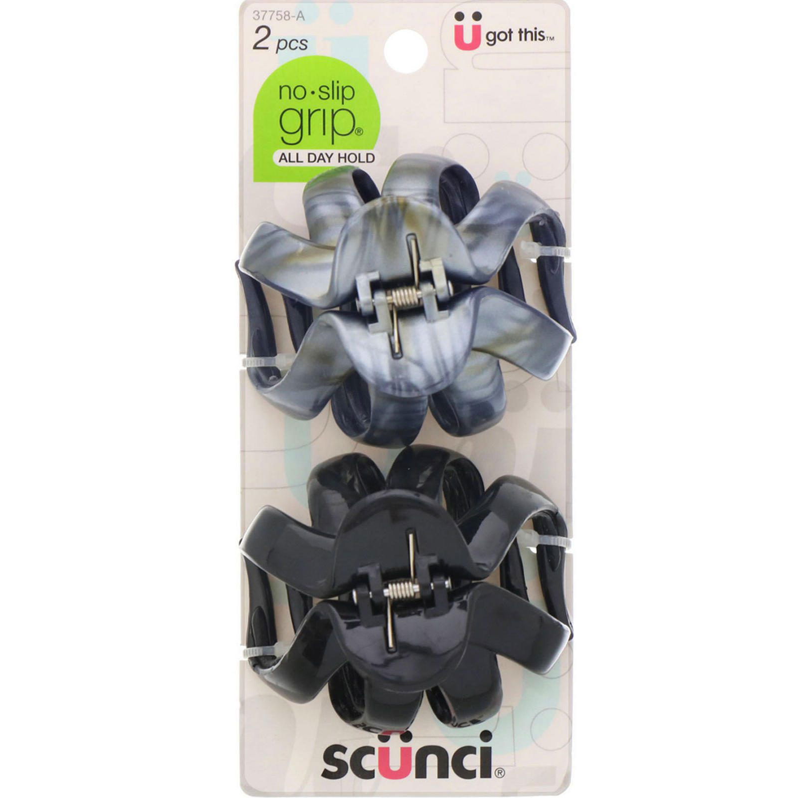 Scunci, No Slip Grip, Pinzas tipo pulpo, antideslizantes, con una sujeción para todo el día, 2 unidades
