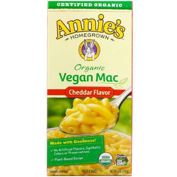 Annie's Homegrown, Macarrones veganos orgánicos, sabor a cheddar, 6 oz (170 g)