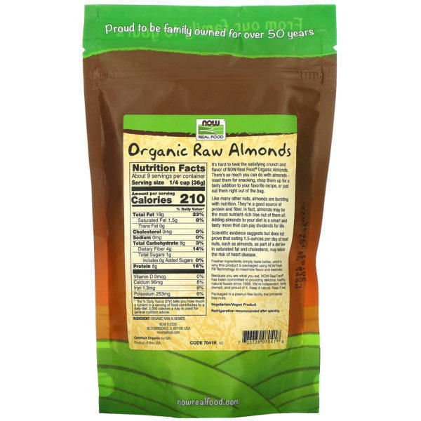 Now Foods, Almendras crudas orgánicas, sin sal, 12 oz (340 g) - Imagen 2