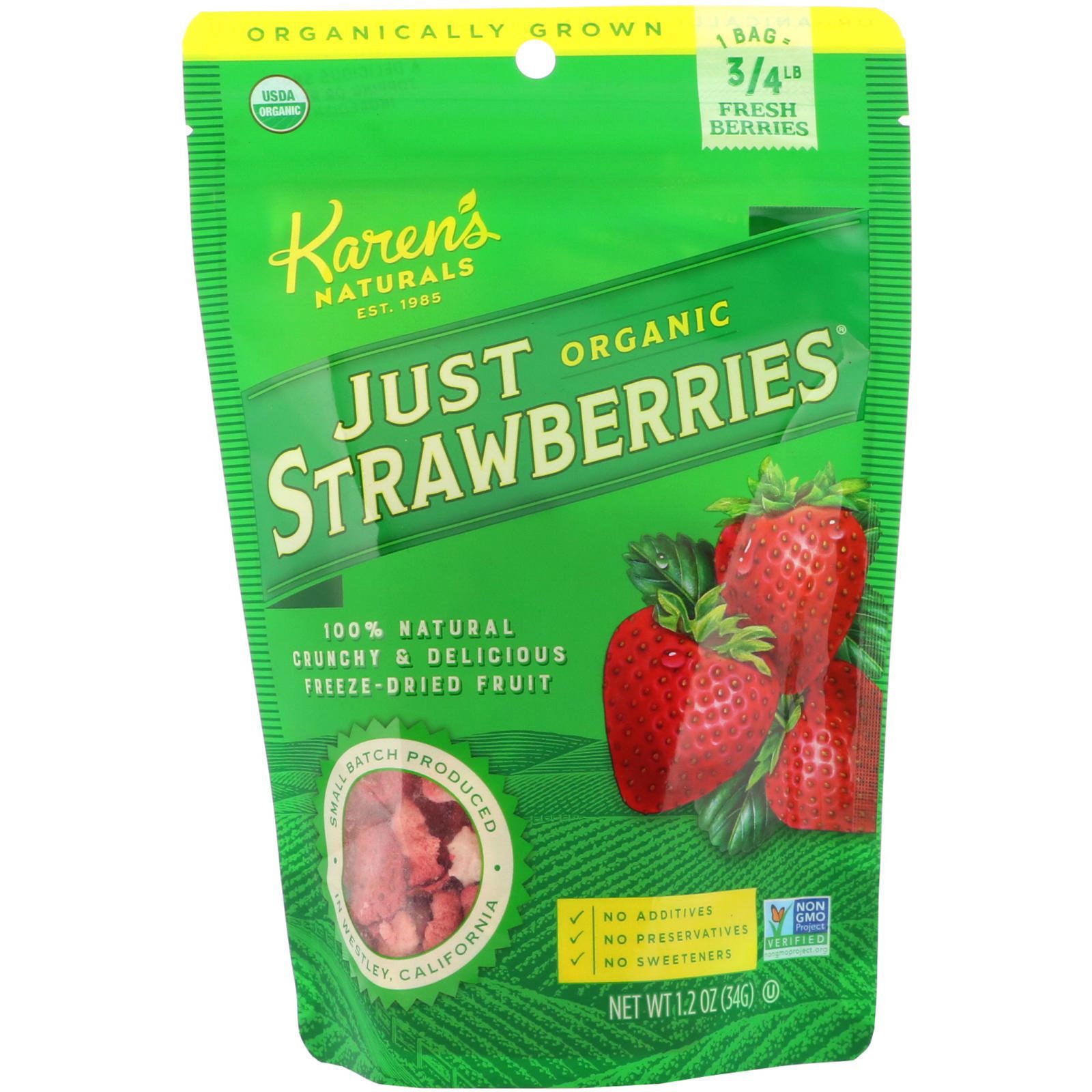 Karen's Naturals, Frutillas orgánicas Just, 1.2 oz (34 g)