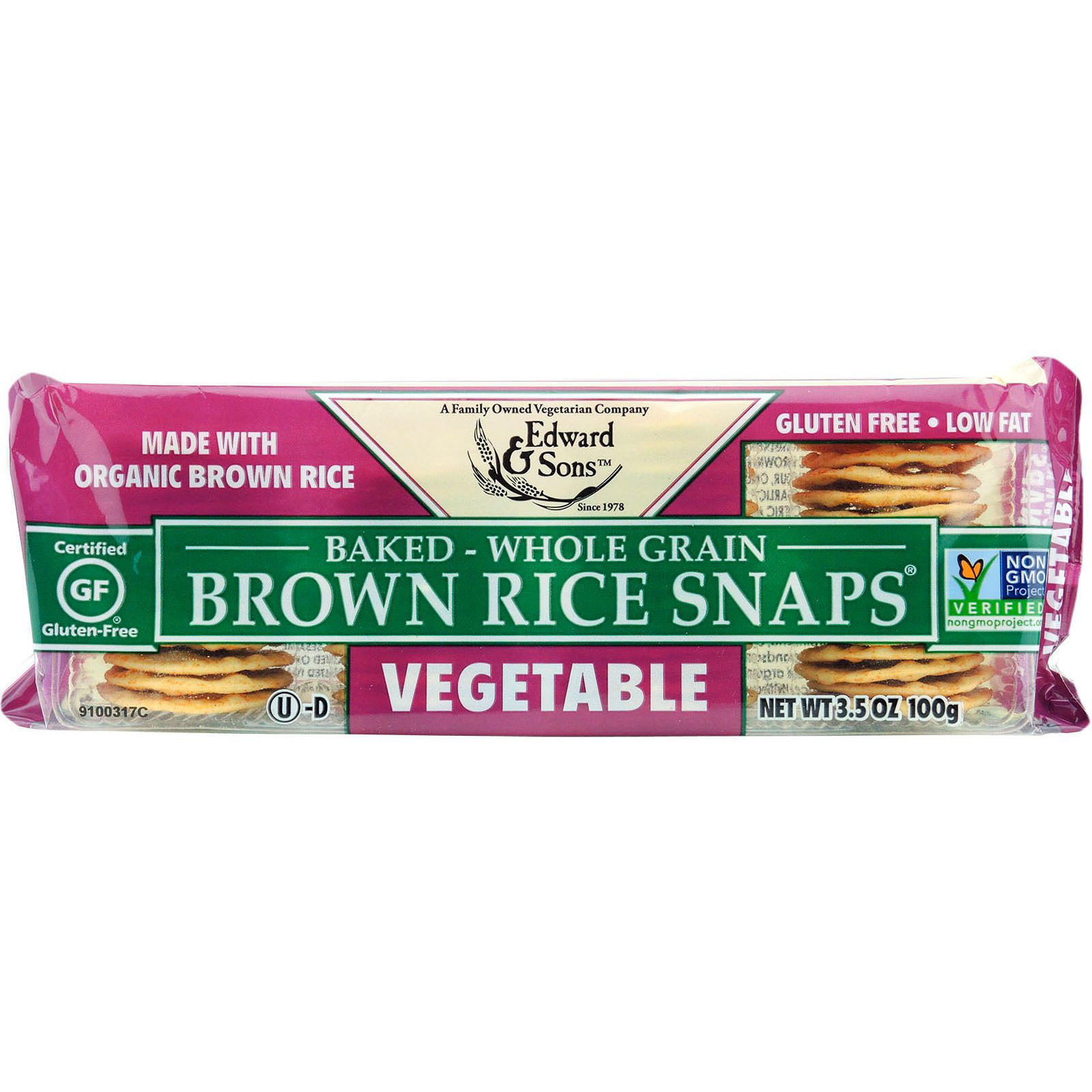 Edward & Sons, Baked Whole Grain Brown Rice Snaps, Vegetable, 3.5 oz (100 g)