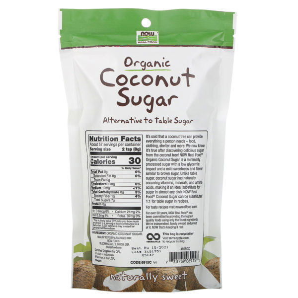 Now Foods, Real Food, azúcar de coco orgánico, 16 oz (454 g) - Imagen 2