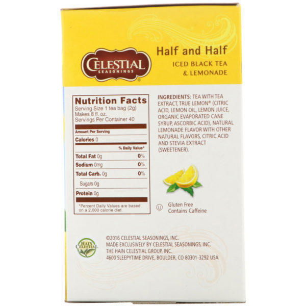 Celestial Seasonings, Iced Black Tea & Lemonade, Half and Half, 40 Tea Bags, 3.0 oz (85 g) - Imagen 2