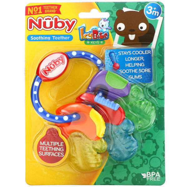 Nuby, Soothing Teether, Icy Bite Keys, Blue, 3+ M, 1 Piece - Imagen 2