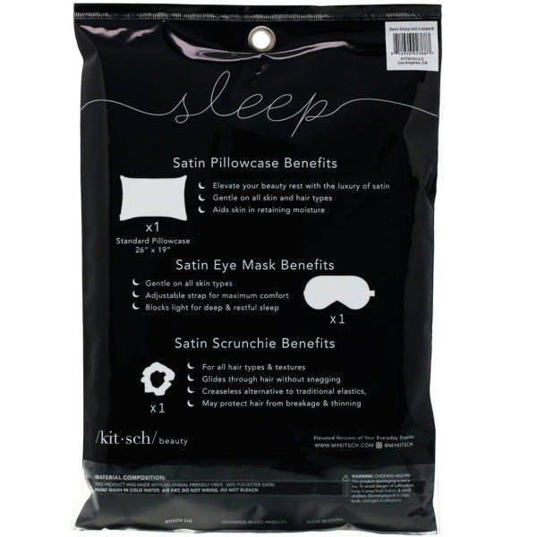 Kitsch, Set de satén para dormir, Leopardo, Set de 3 piezas - Imagen 3