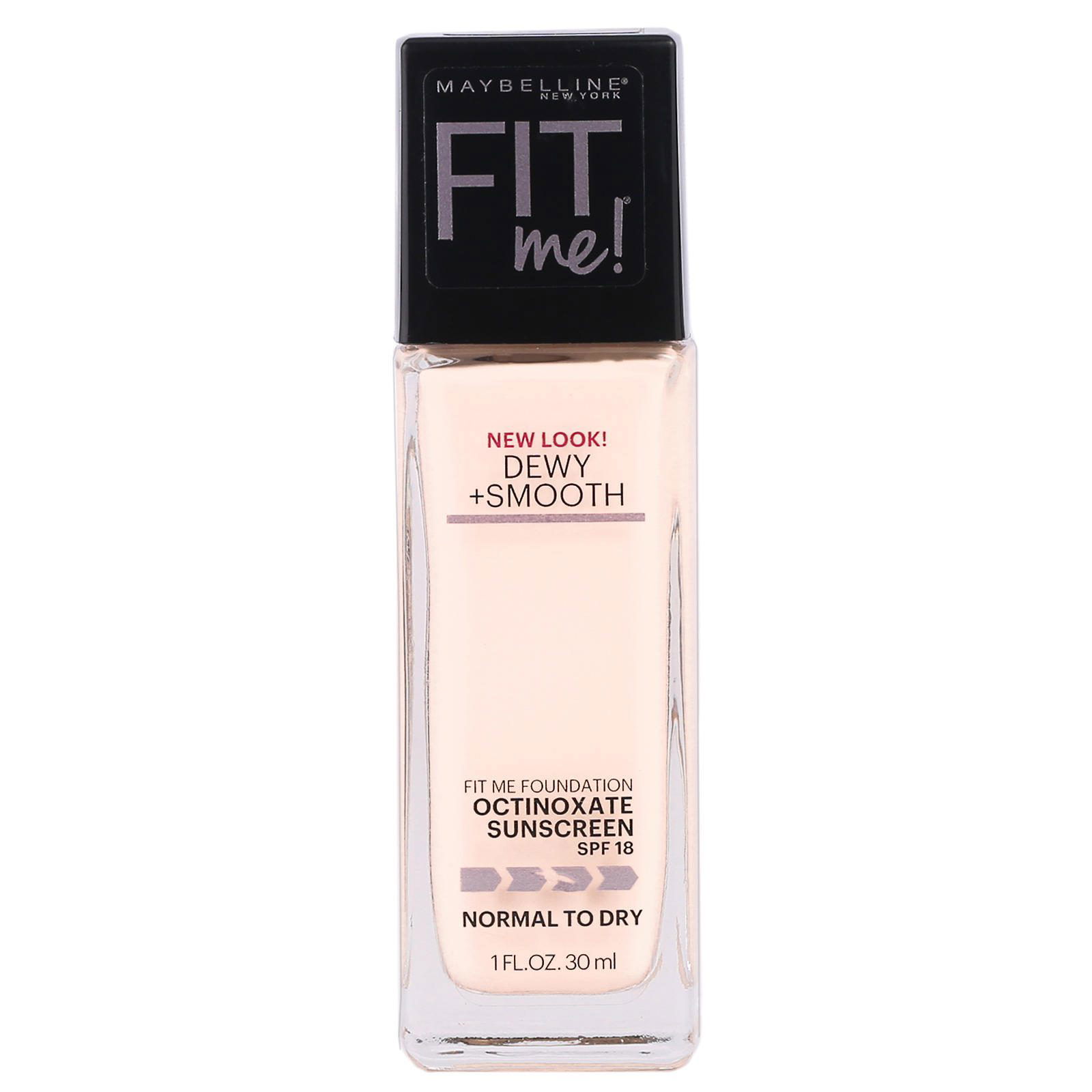 Maybelline, Fit Me, Dewy + Smooth, Base suavizante e hidratante, 102 Fair Porcelain (porcelana clara), 30 ml (1 oz. líq.)