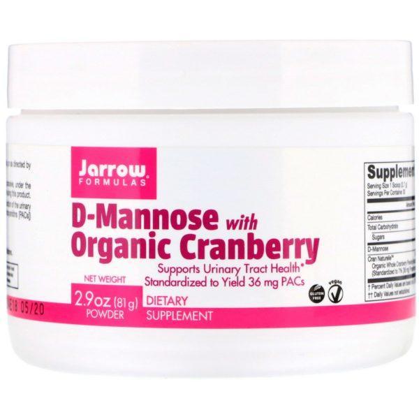 Jarrow Formulas, D-Manosa con Cranberry orgánico, 2.9 oz (81 g)