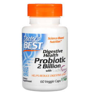Doctor's Best, Probiótico digestivo 2 billones con Lactospore, 60 cápsulas vegetarianas