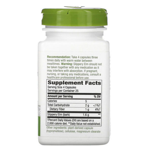 Nature's Way, Corteza de olmo rojo, 1600 mg, 100 cápsulas vegetales - Imagen 2