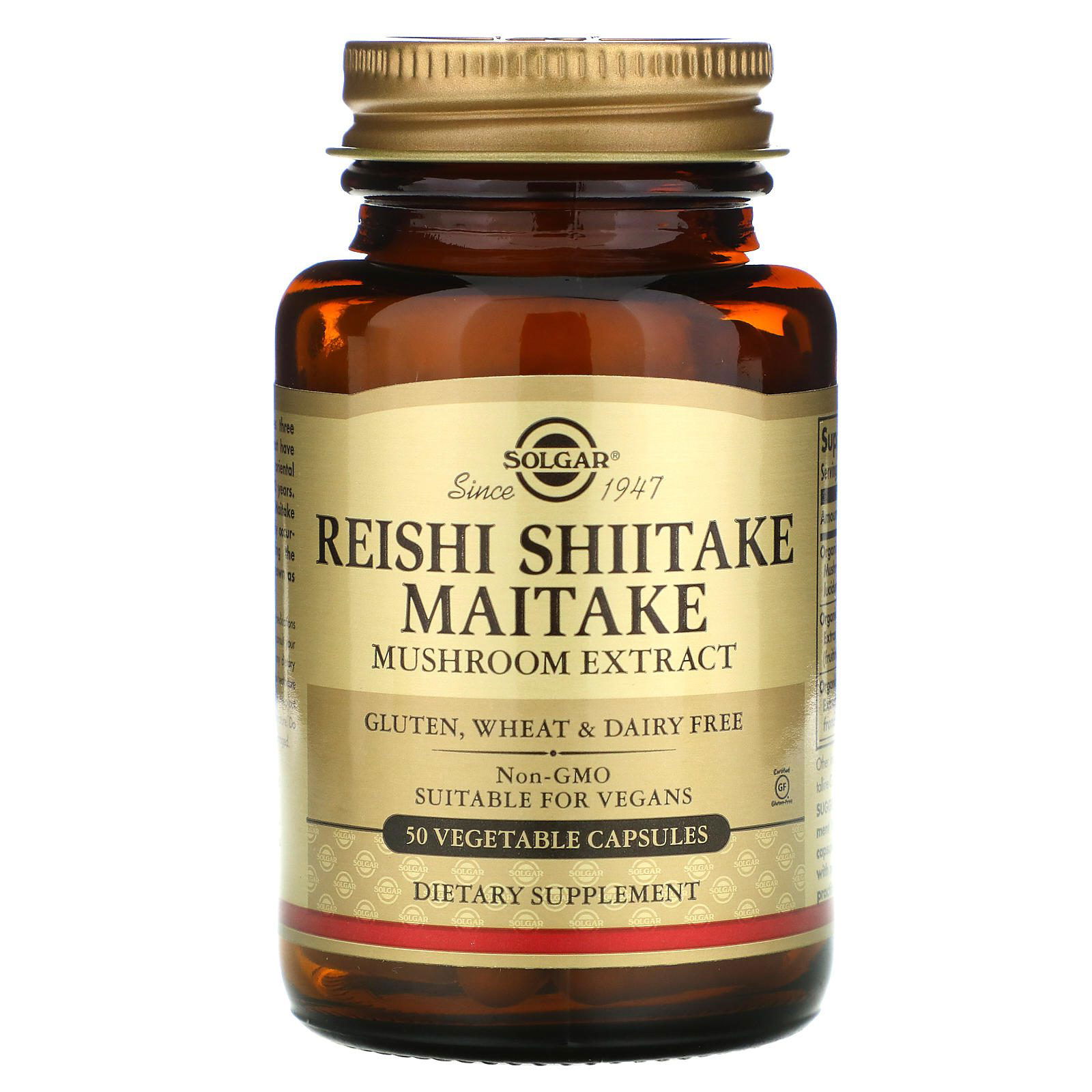 Solgar, Extracto de hongos reishi, shiitake y maitake, 50 cápsulas vegetales