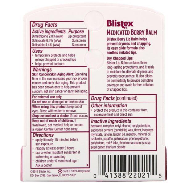Blistex, Lip Protectant/Sunscreen, SPF 15, Medicated Berry Balm, .15 oz (4.25 g) - Imagen 3
