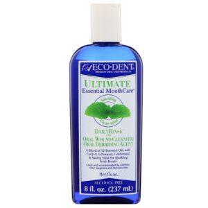 Eco-Dent, Máximo cuidado esencial de la boca, enjuague diario y limpiador de heridas orales, menta limpia y brillante, 8 fl oz (237 ml)