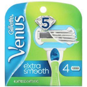 Gillette, Cartuchos para afeitadora Venus, Extrasuave, 4 cartuchos