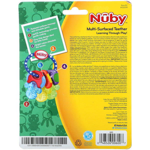 Nuby, Soothing Teether, Icy Bite Keys, Blue, 3+ M, 1 Piece - Imagen 3
