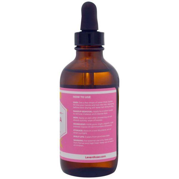 Leven Rose, Aceite de jojoba 100 % puro y orgánico, 4 oz (118 ml) - Imagen 2