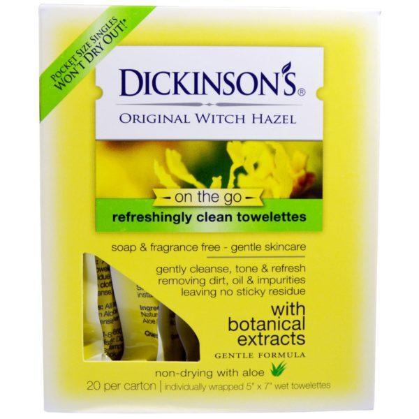 Dickinson Brands, Olmo escocés original para llevar original, Toallitas limpias refrescantes, 20 por caja, 5'' x 7'' cada una