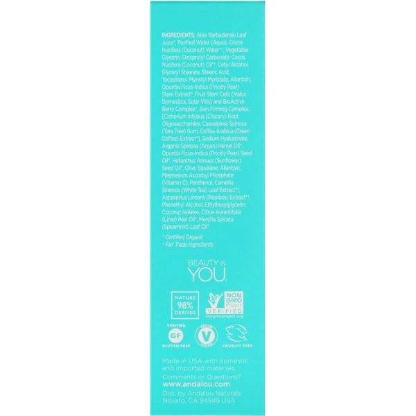 Andalou Naturals, Crema para el día Visiblemente Firme de Agua de Coco, Calma la sed, 1.7 fl oz (50 g) - Imagen 3