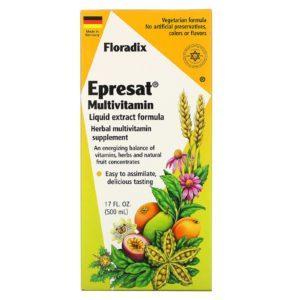 Flora, Floradix, Epresat multivitaminas, fórmula de extracto liquido, sin alcohol, 17 fl oz (500 ml)