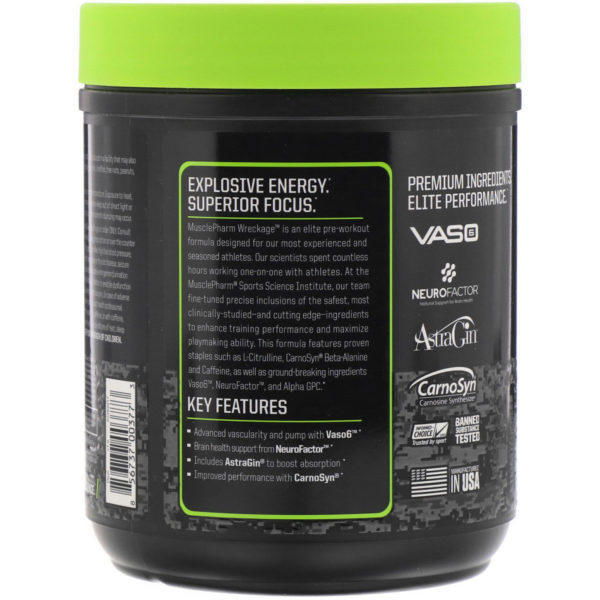 MusclePharm, Wreckage, Pre-Workout, Sour Candy, 13.23 oz (375 g) - Imagen 2