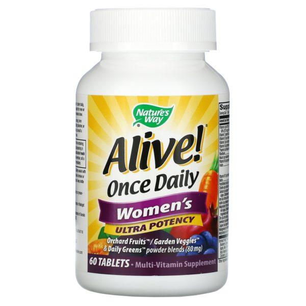 Nature's Way, Alive!, Una ingesta diaria, Suplemento multivitamínico ultrapotente para mujeres, 60 comprimidos - Imagen 4