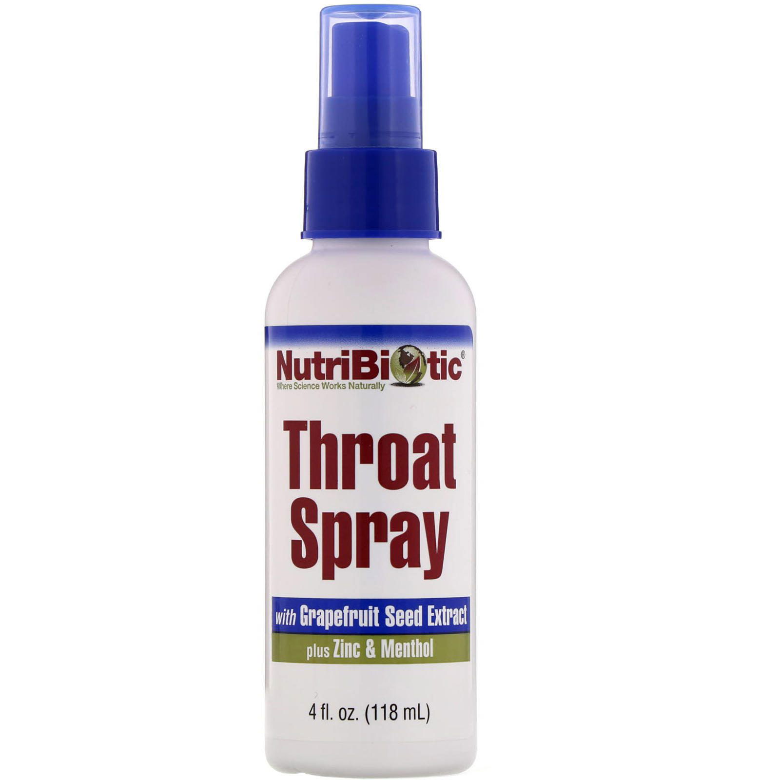NutriBiotic, Spray para la garganta con extracto de semilla de pomelo más zinc y mentol, 118 ml (4 oz. líq.)