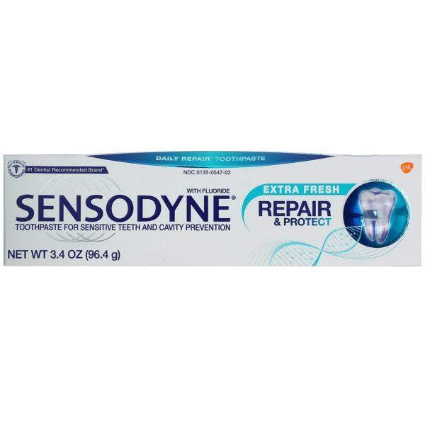 Sensodyne, Reparación y protección, Pasta dental con fluoruro, Extrafrescura, 96,4 g (3,4 oz) - Imagen 2
