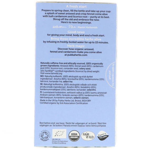 Pukka Herbs, Detox, Té orgánico anís, hinojo y cardamomo, Sin cafeína, 20 bolsitas de té de hierbas, 1.41 oz (40 g) - Imagen 2