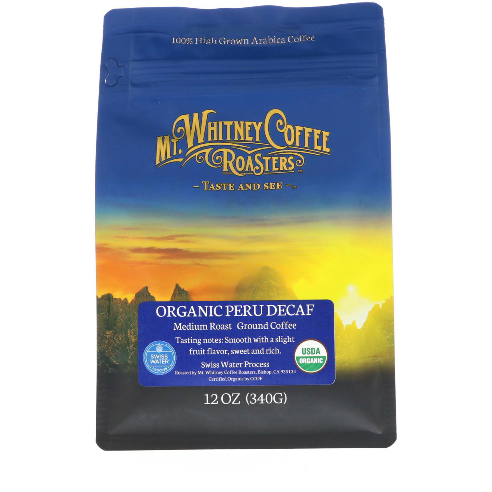 Mt. Whitney Coffee Roasters, Café Descafeinado Orgánico del Perú, Café Molido, 12 oz (340 g)