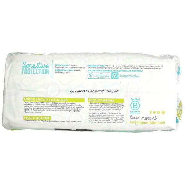 Seventh Generation, Sensitive Protection Diapers, Size 6, 35+ lbs, 17 Diapers - Imagen 2