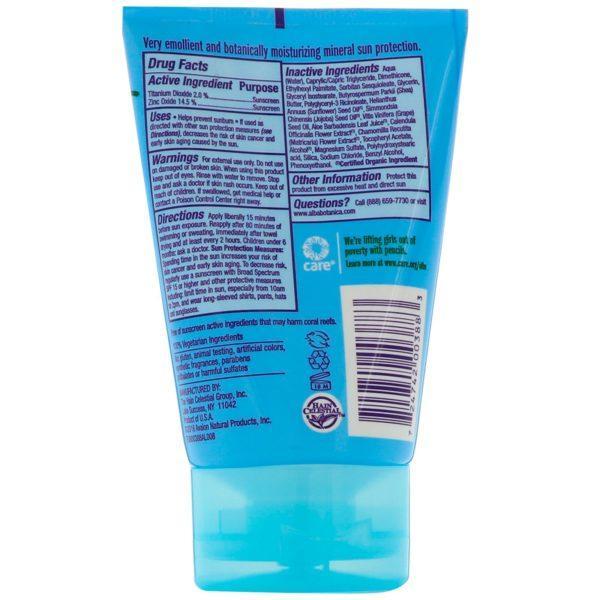 Alba Botanica, Protector solar mineral, Niños, FPS 30, 4 oz (113 g) - Imagen 2