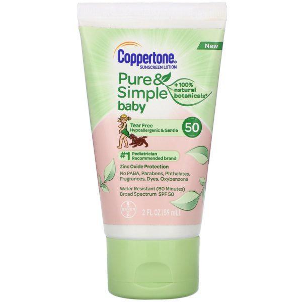 Coppertone, Baby, Pure & Simple, Sunscreen Lotion, SPF 50, 2 fl oz (59 ml)