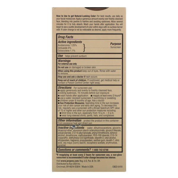 Jergens, Natural Glow, Crema humectante diaria para el rostro, FPS 20, medio a bronceado, 59 ml (2 oz. líq.) - Imagen 3