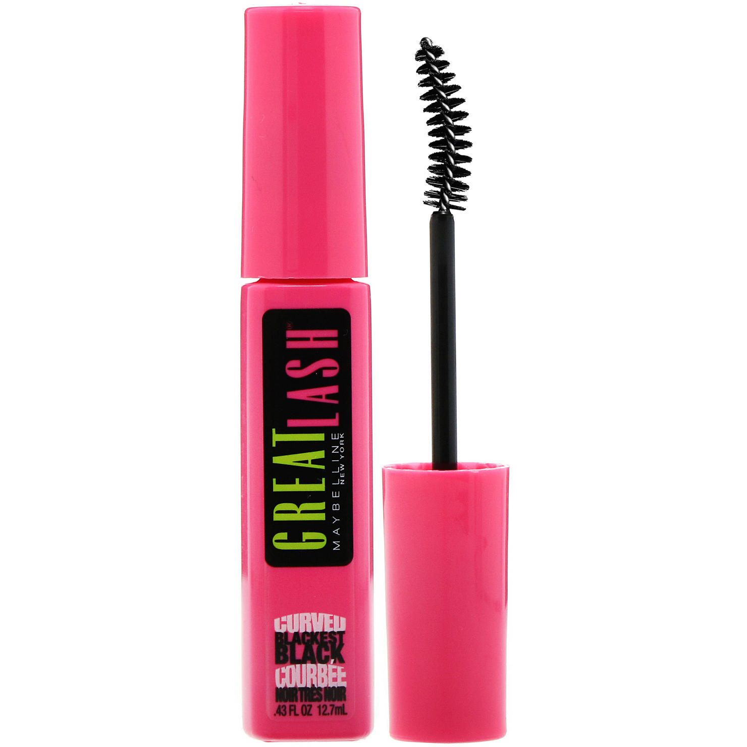 Maybelline, Great Lash, Máscara para pestañas con cepillo curvo, 120 Negro extremo, 12,7 ml (0,43 oz. líq.)