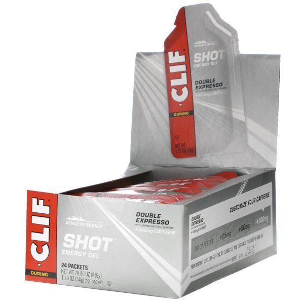 Clif Bar, Shot de Gel Para la Energía Turbo, Doble Expresso + Cafeína, 24 Paquetes, 1.2 oz (34 g) Cada Uno