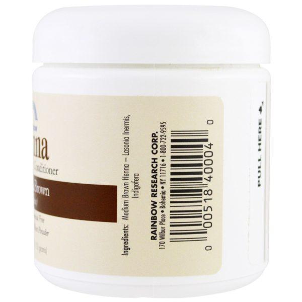 Rainbow Research, Henna, Acondicionador y color 100% botánico, Castaño medio persa (castaño), 4 oz (113 g) - Imagen 2