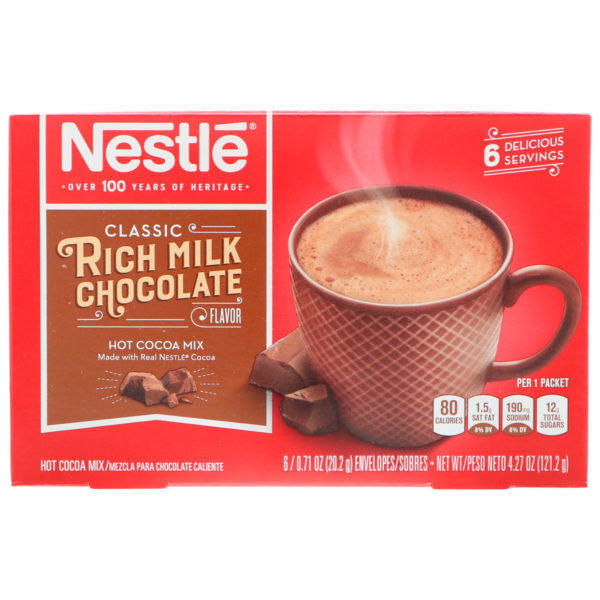 Nestle Hot Cocoa Mix, Mezcla de Chocolate Caliente, Sabor Chocolate con Leche, 6 Sobres, 0.71 oz (20.2 g)