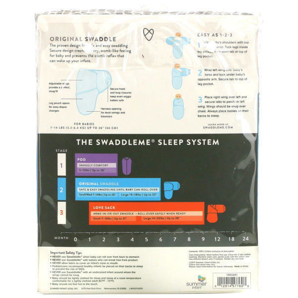 Summer Infant, SwaddleMe, Original Swaddle, Small Medium,  0-3 Months, Grey, 5 Pack - Imagen 2