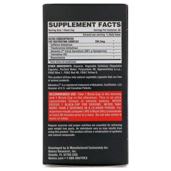 Nutrex Research, LIPO-6 negro, Ultraconcentrado, 60 cápsulas negras - Imagen 2