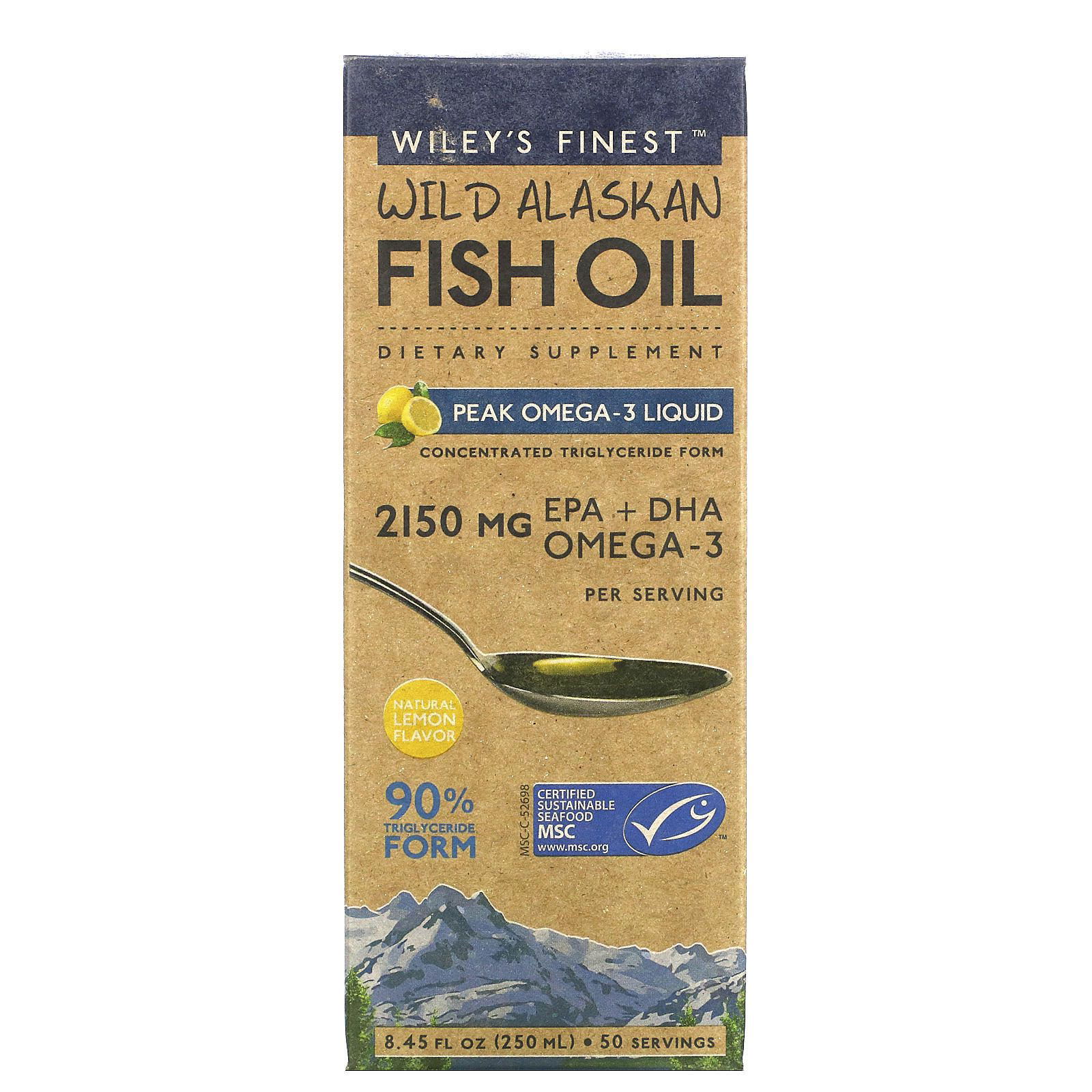 Wiley's Finest, Wild Alaskan Fish Oil, Peak Omega-3 Liquid, Natural Lemon Flavor, 8.45 fl oz (250 ml)