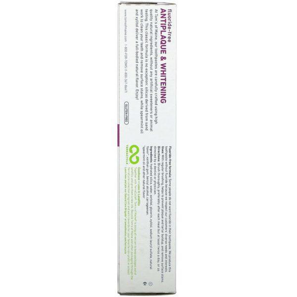 Tom's of Maine, Natural Fluoride-Free Antiplaque & Whitening Toothpaste, Spearmint Gel, 4.7 oz (133 g) - Imagen 3